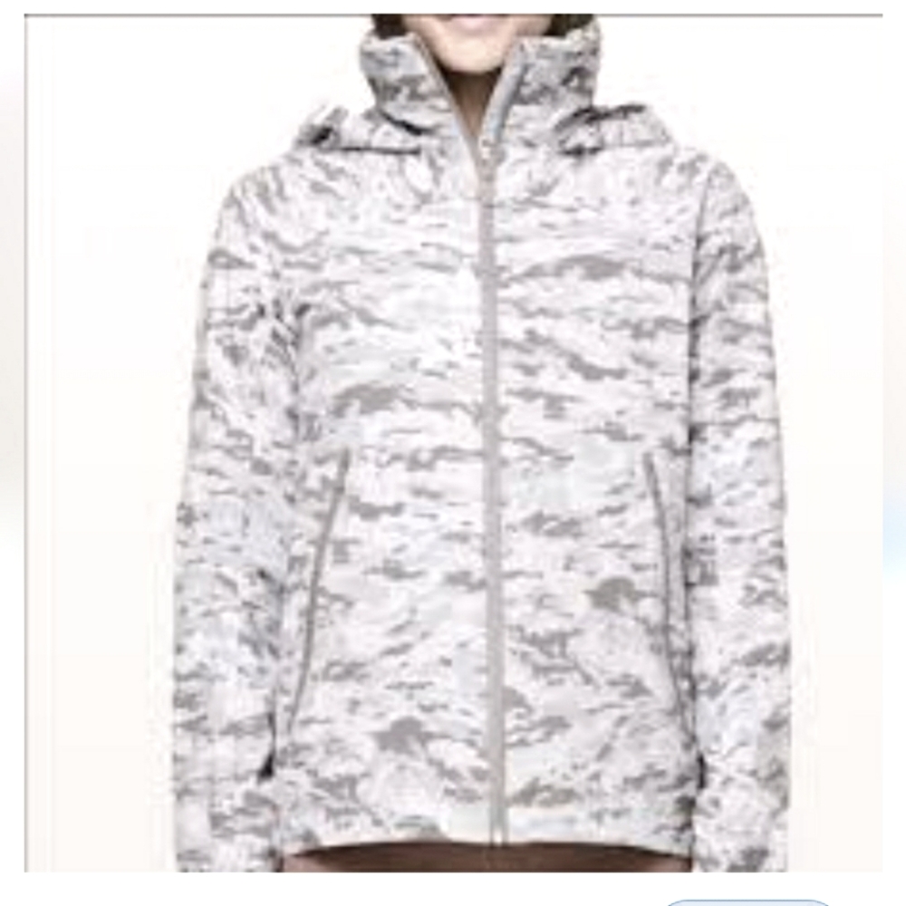 Lululemon Here To Move Jacket Camo White Gray Zip Up Hooded Active Running 6